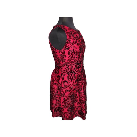 Gabby Skye Women's Red Black Velvet Flocked Fit And Flare Dress Plus Size 14W - Picture 8 of 14